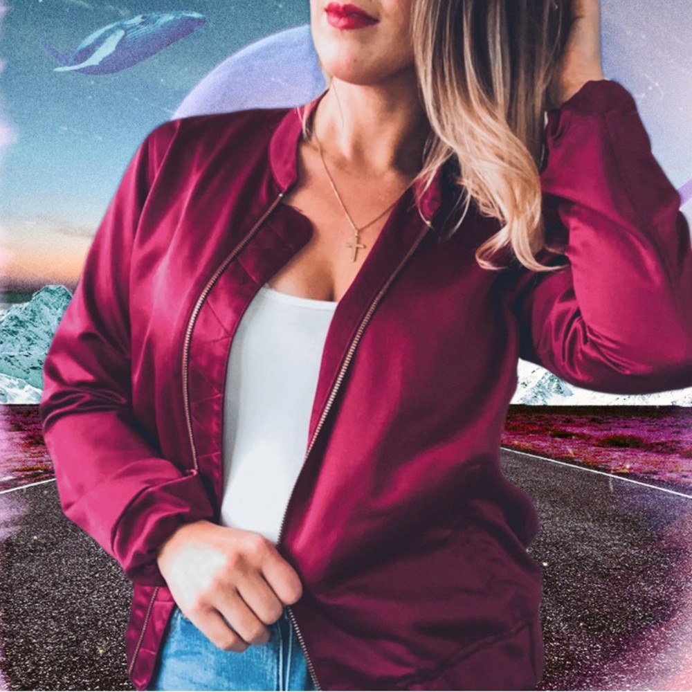 Michael Kors Satin Bomber Jacket
